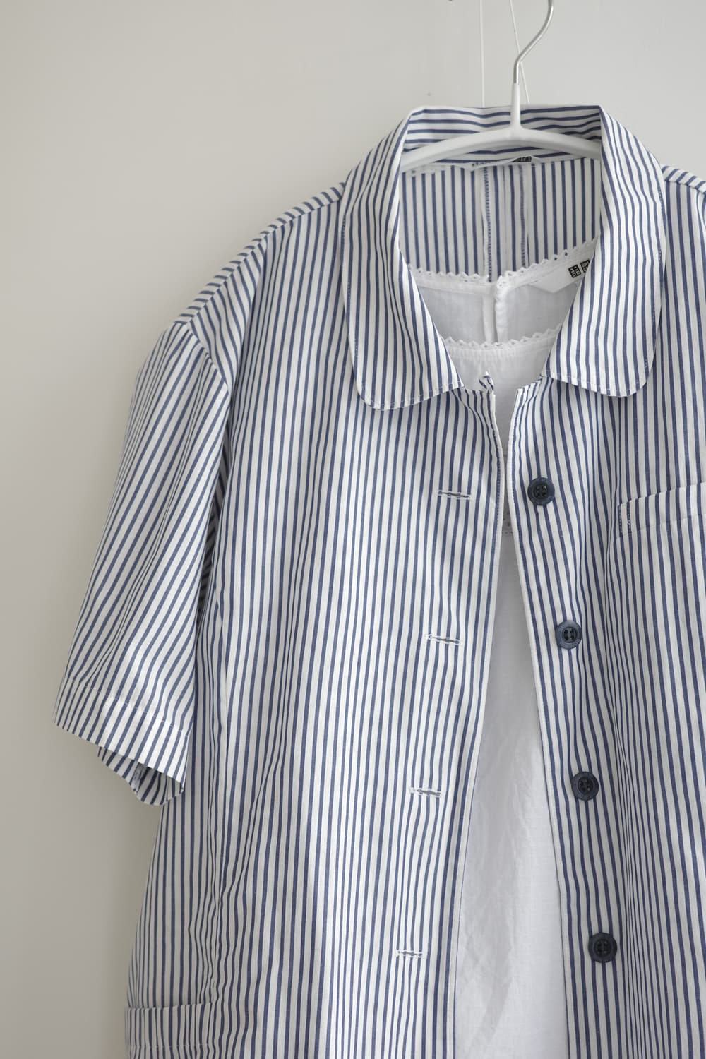 HANAE MORI 둥근 카라 스트라이프 반팔 셔츠 상품이미지2