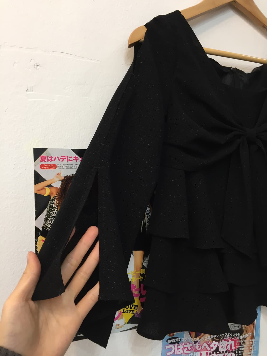 글리터 트임 리본 갸루 티셔츠 상품이미지4