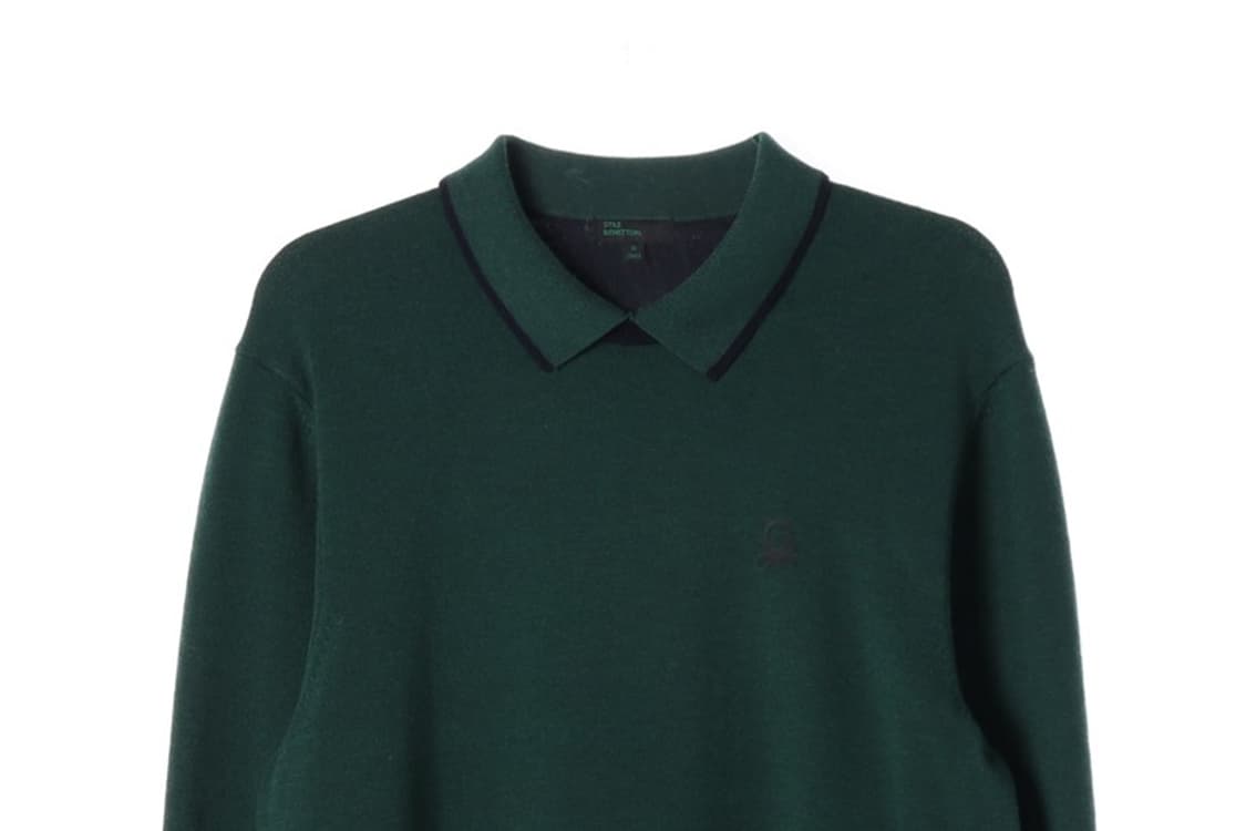 베네통 STILE 남성 배색 카라 니트 그린 XL 상품이미지3