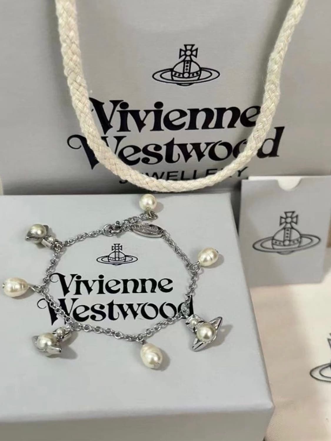 비비안웨스트우드 아카이브 진주 펄 orb 참 팔찌 상품이미지2
