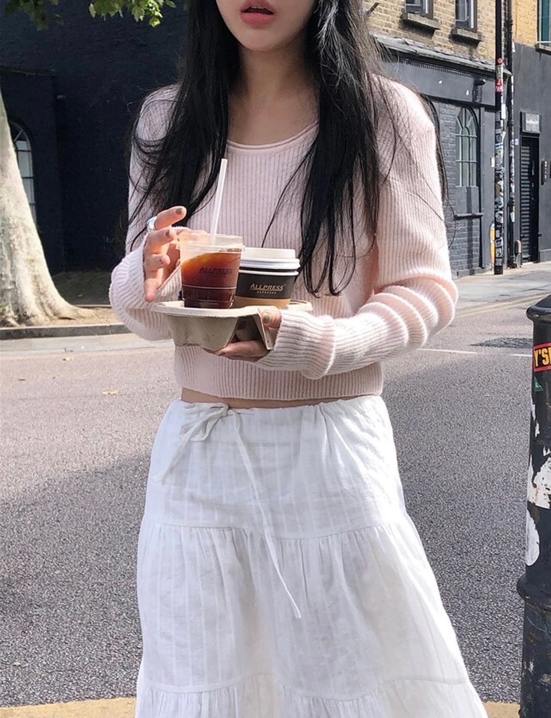 언더비 Favor 여리핏 골지 크롭 니트 소프트핑크 상품이미지5