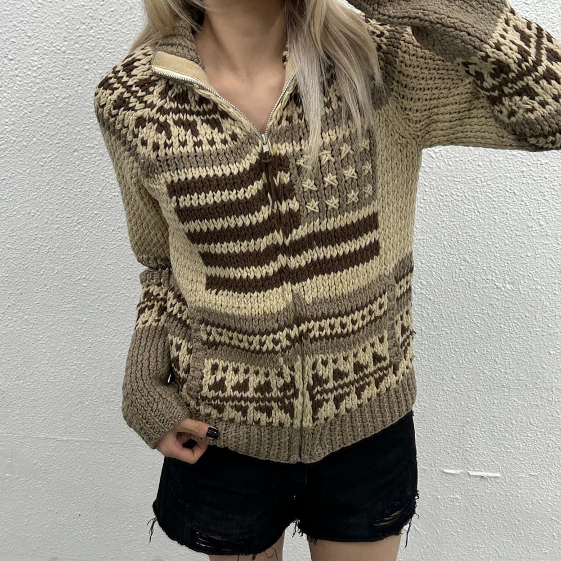 폴로 랄프로렌 브라운 성조기 코위찬 니트 집업 M 상품이미지1