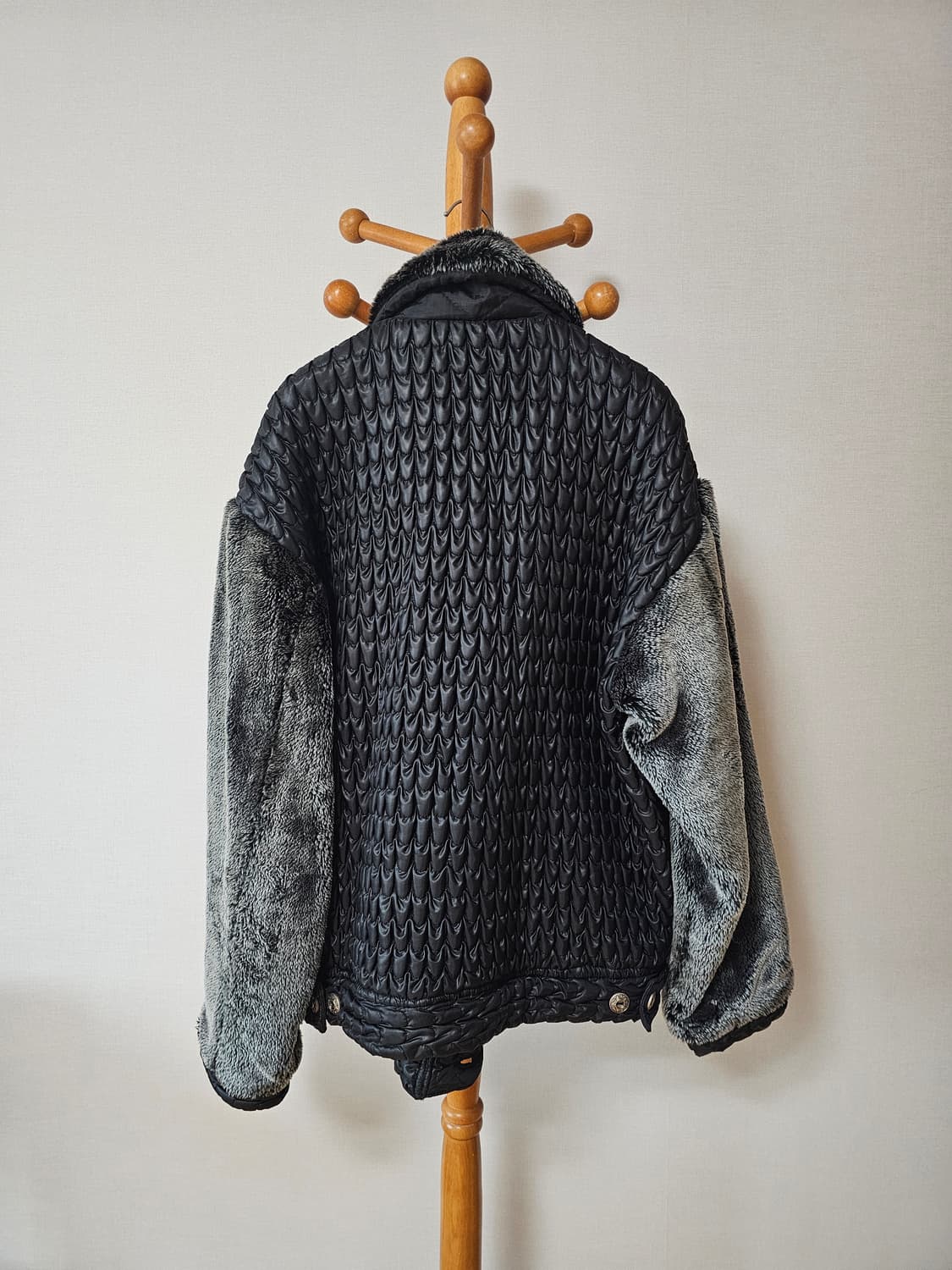 CHESS TRADE MARK 레트로 빈티지 무스탕 느낌 퀼팅/퍼 배색  상품이미지2