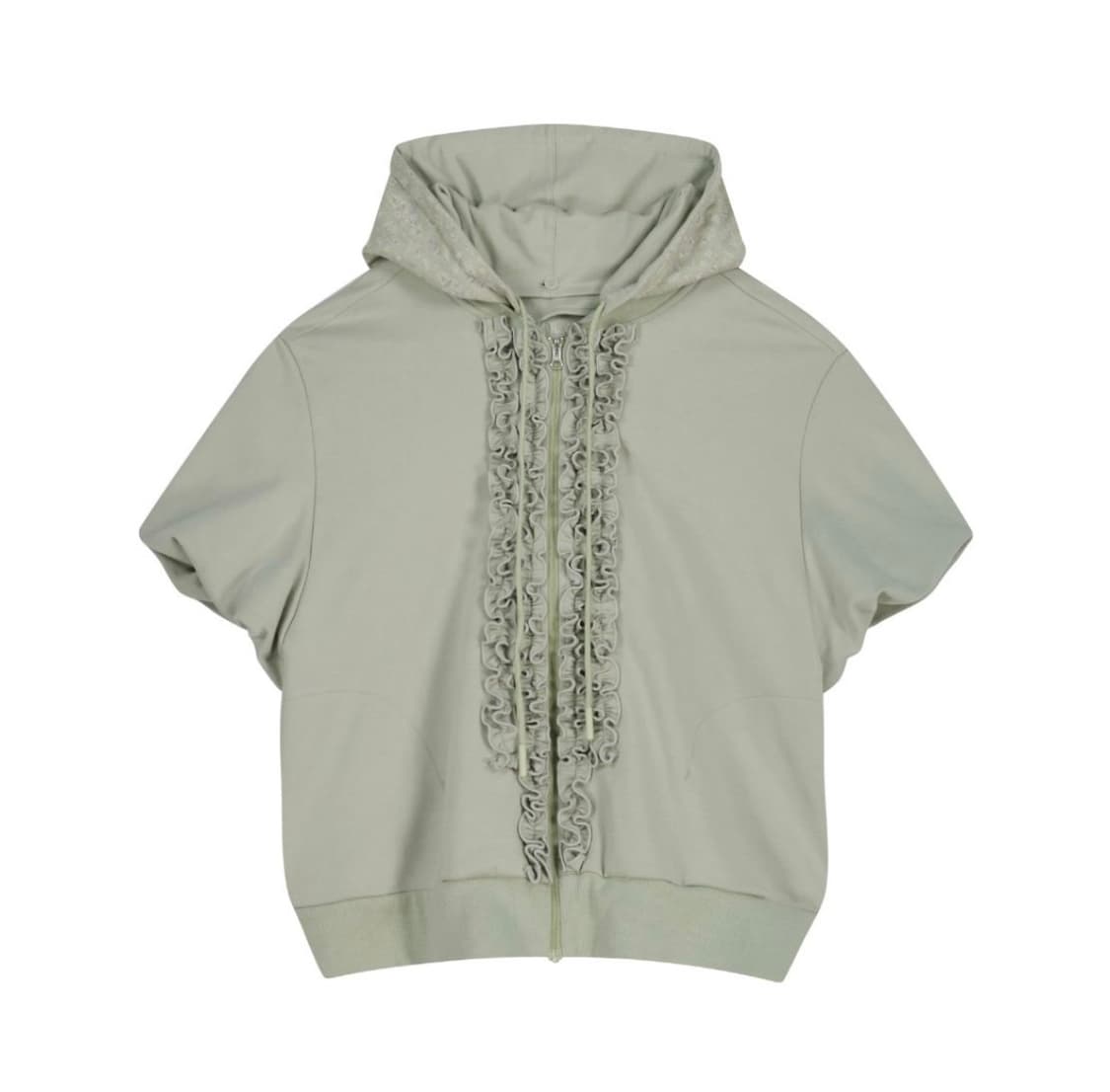 오호스 OJOS 셋업 프릴 져지 봄버 자켓 더블 와이드 팬츠 세트 카키 상품이미지2