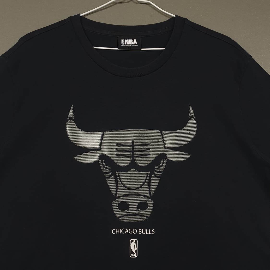 XL (105) NBA 시카고불스 빅로고 라운드 반팔 티셔츠 블랙 상품이미지2