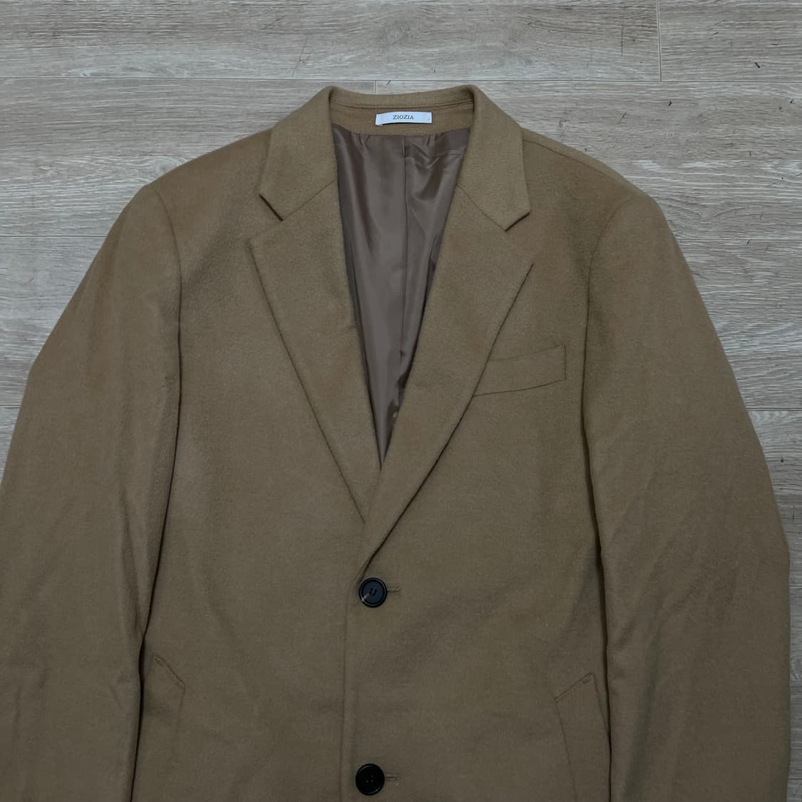 지오지아 슬림핏 캐시미어 싱글 롱코트 [베이지] M/95 상품이미지2