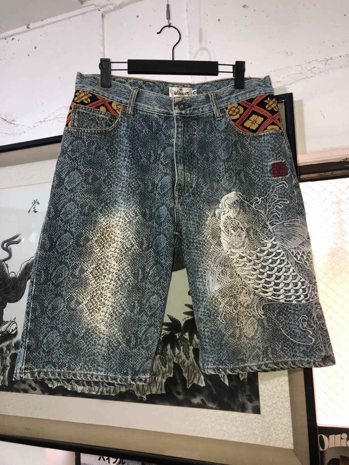絡繰魂 Python Pattern Half Denim - 32 상품이미지2