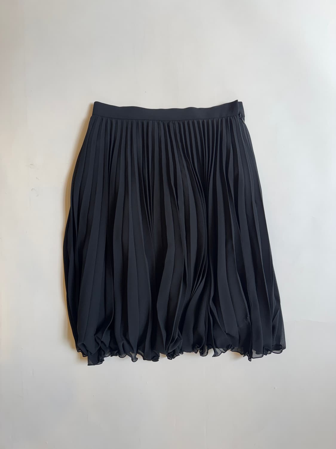 Black Pleated Chiffon Bubble Mini Skirt 상품이미지1