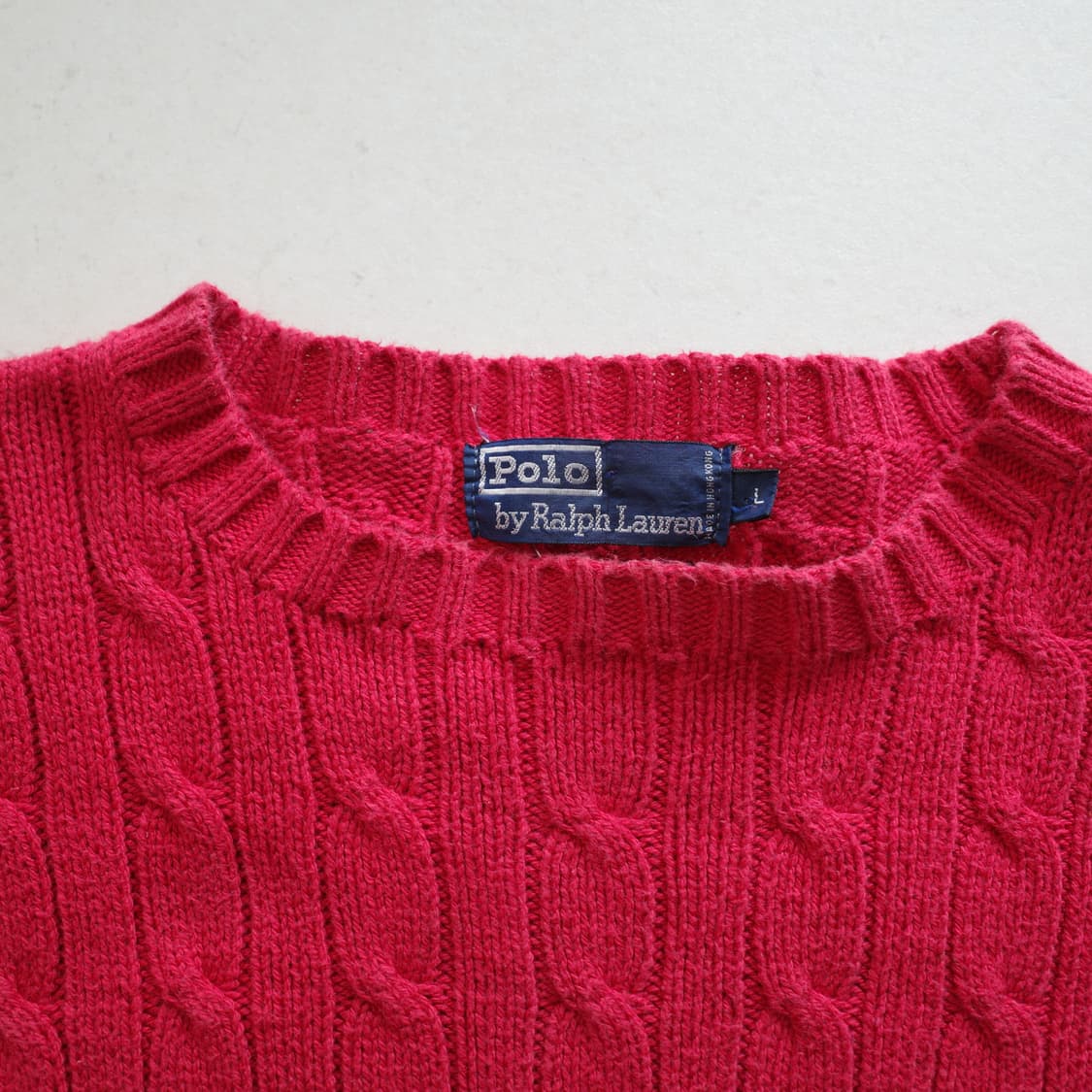 90s 폴로 랄프로렌 레드 케이블 코튼 니트 L 상품이미지2