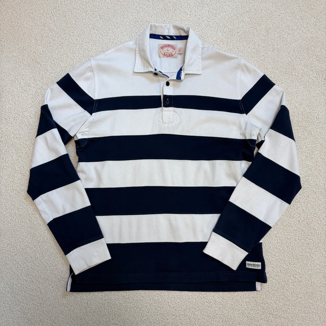 브룩스브라더스 스트라이프 럭비티 L 상품이미지1