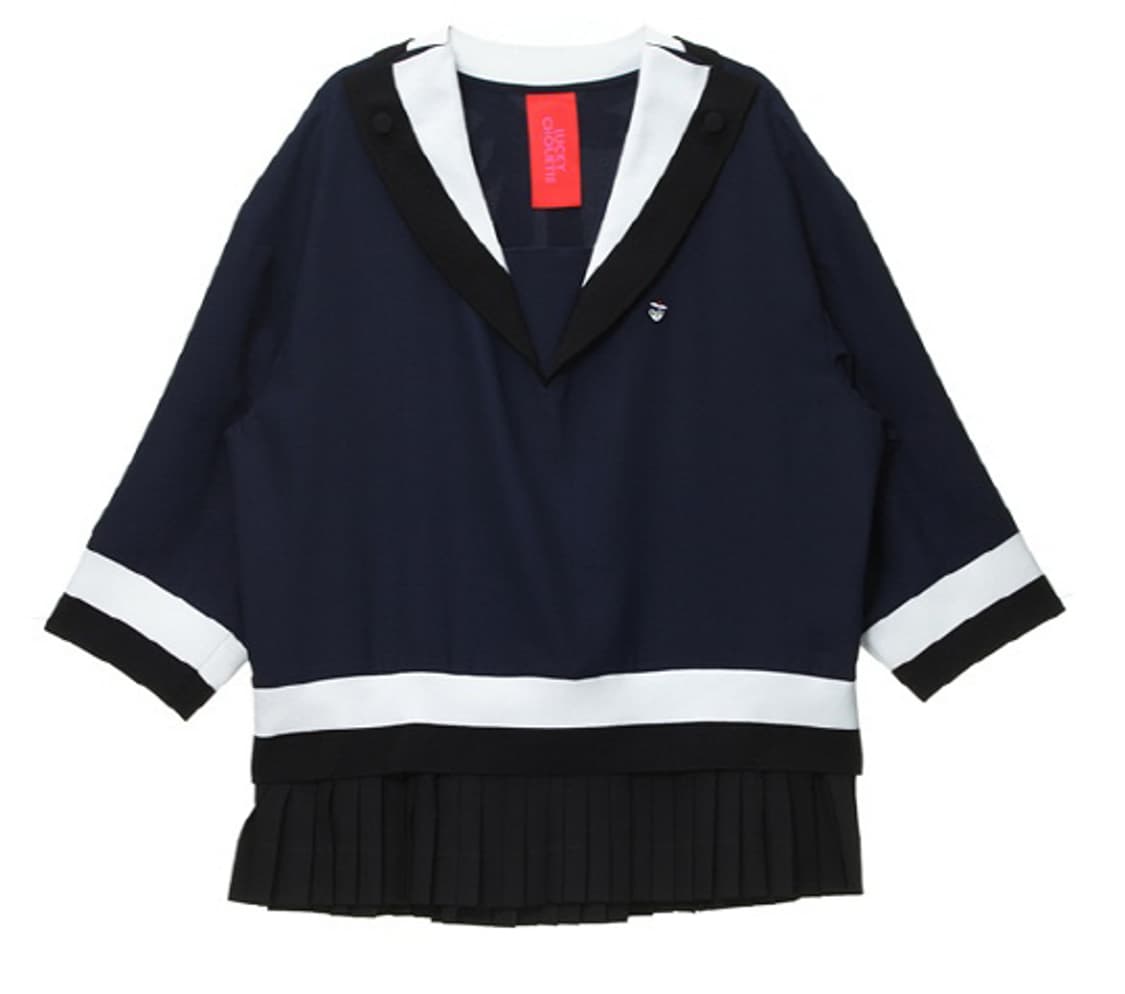 급처상태양호!럭키슈에뜨 김유정 세일러 리본 밑단플리츠 블라우스티 원피스 상품이미지1