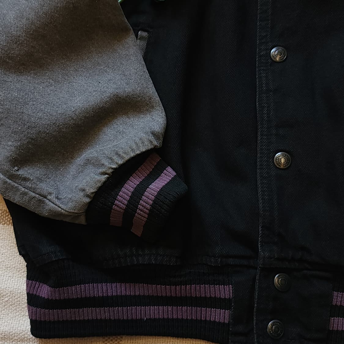 90s 빈티지 데님자켓 블랙 데님 바시티 재킷 빅사이즈 데님 XL 상품이미지7