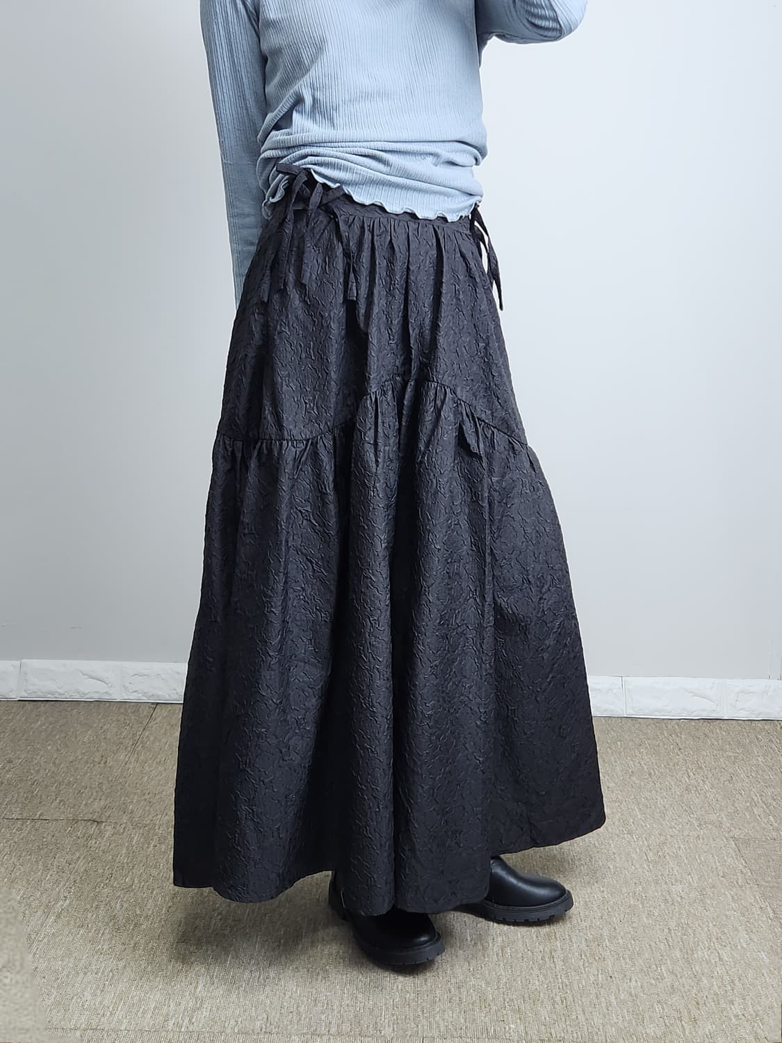 리본 패턴 롱 스커트 상품이미지5