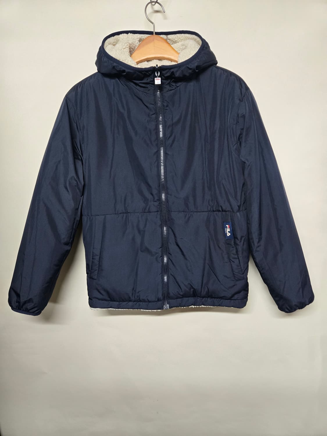 휠라 양털 후리스 리버시블 후드집업S 상품이미지2