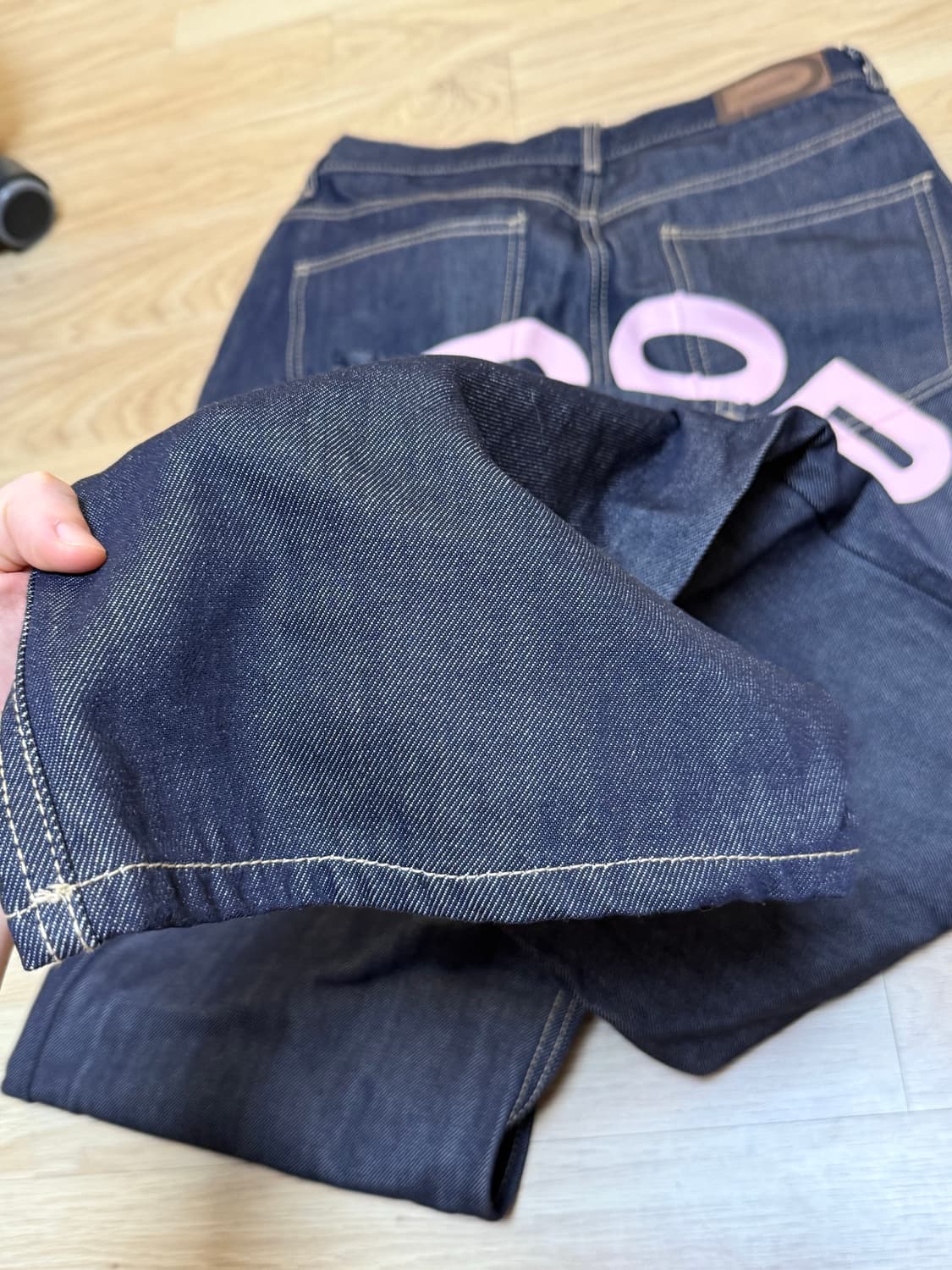ODOR Logo drop denim in pink 상품이미지5