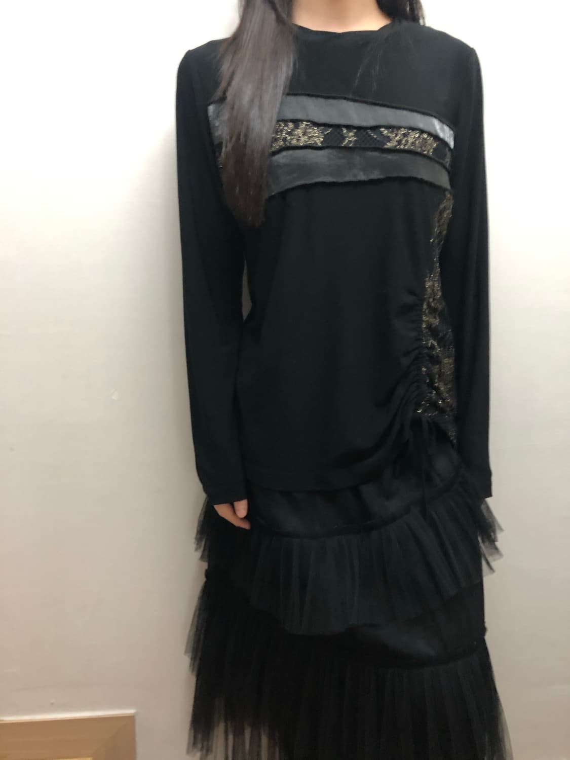 빈티지 블랙 오리엔탈 셔링 탑 상품이미지4