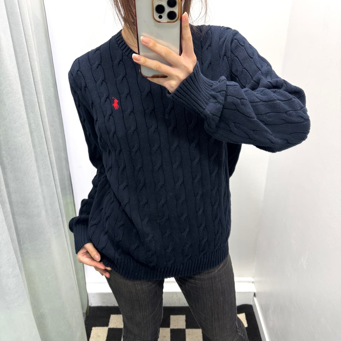 폴로 네이비 케이블 니트 상품이미지1