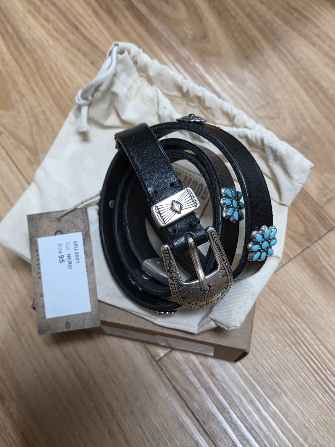 새제품95size택포24만)러스트무드 Oro웨스턴 벨트 블랙 상품이미지1