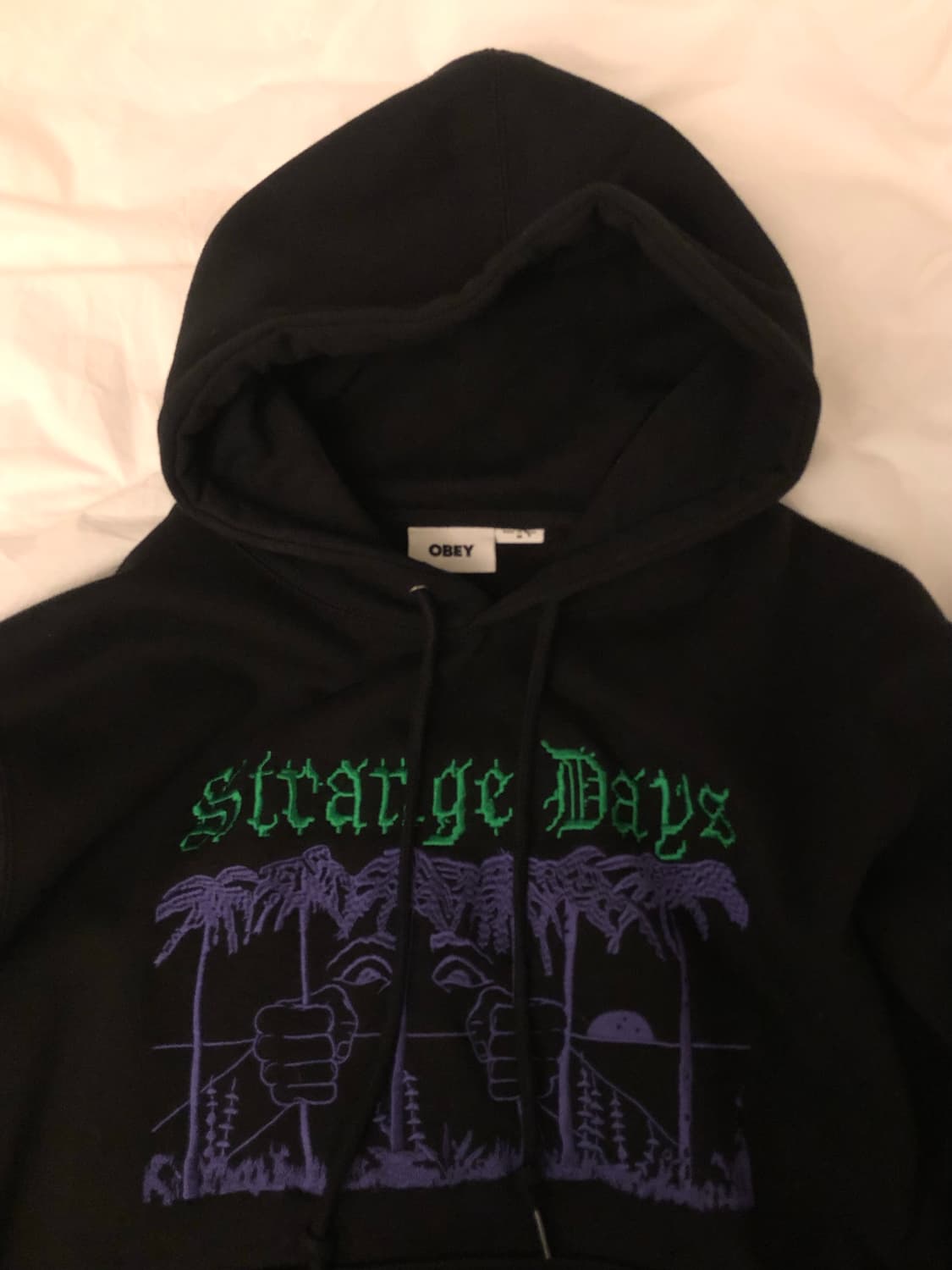 오베이 자수 후드티 (black,m size) 상품이미지3