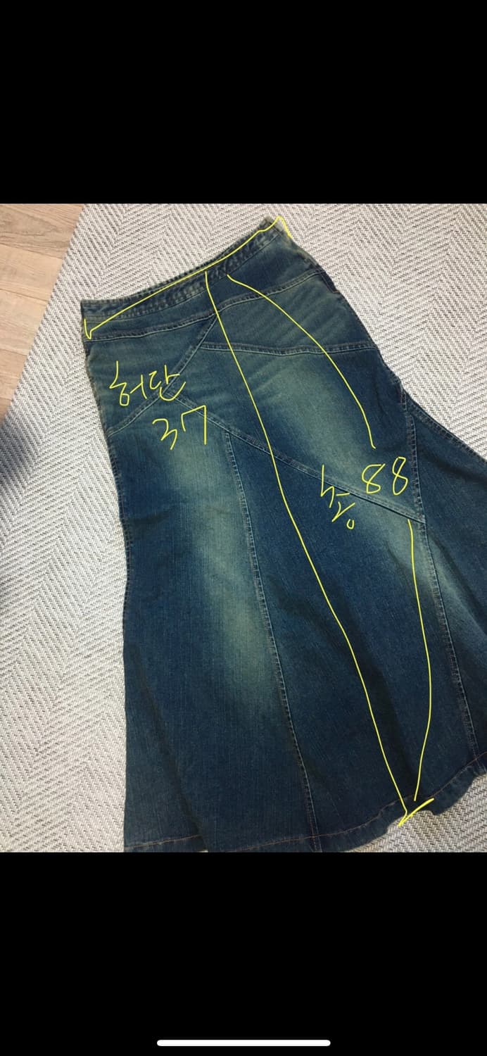 빈티지 데님 워싱 머메이드 롱 스커트 상품이미지3