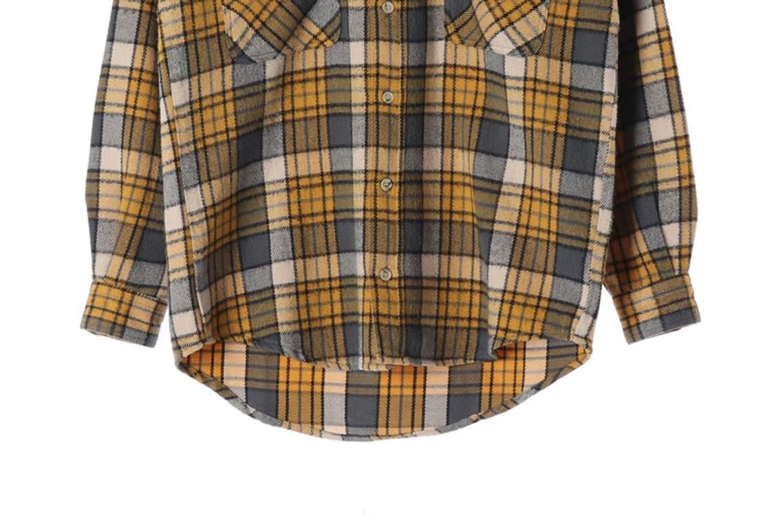 MORE THAN YOU FEMME 옐로우 타탄체크 헤비 플란넬 셔츠 M 상품이미지4