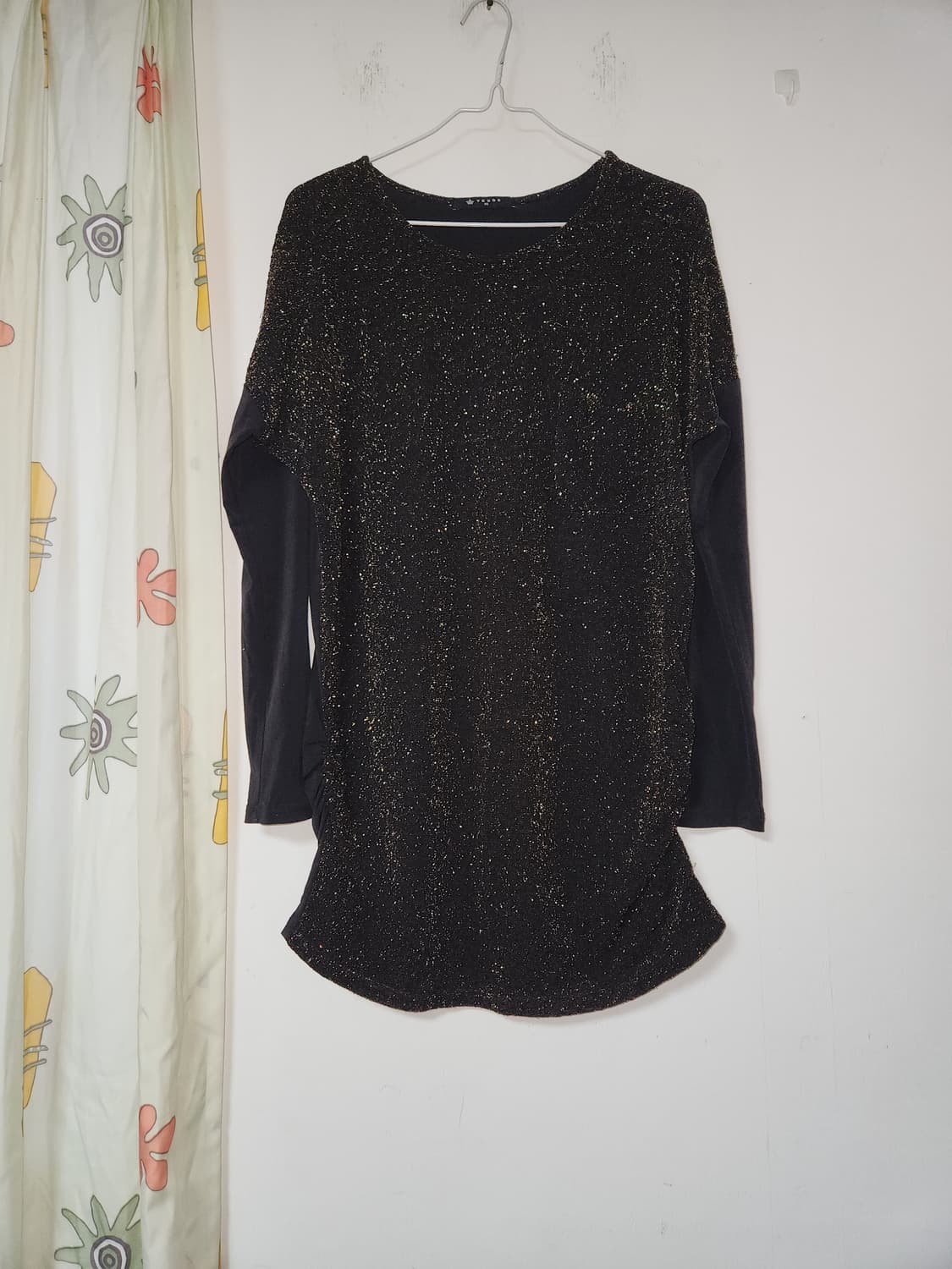 YESSE 블랙 금사 허리셔링 섹시한 긴팔티95 상품이미지1