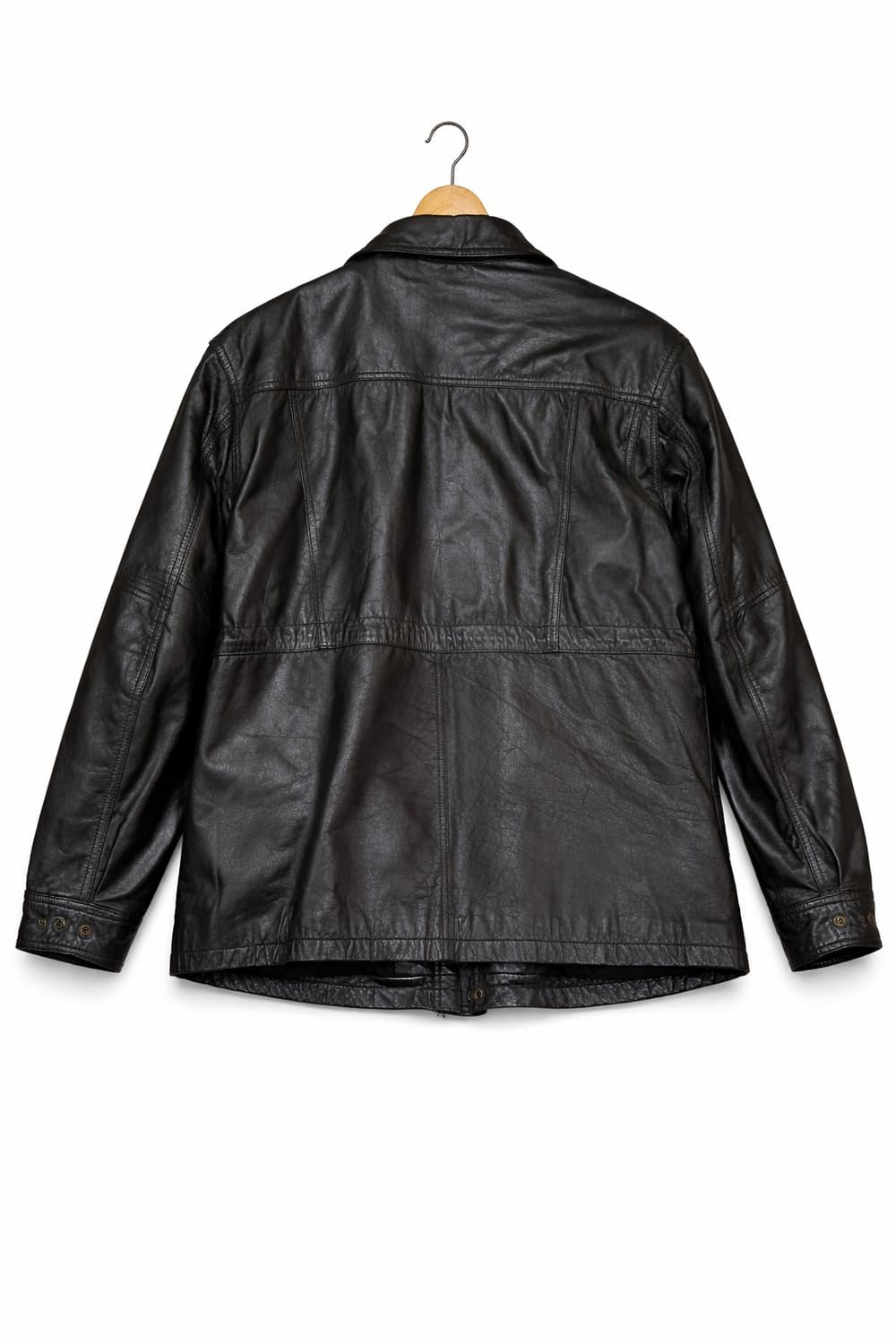 빈티지 블랙 레더 카코트. 상품이미지2