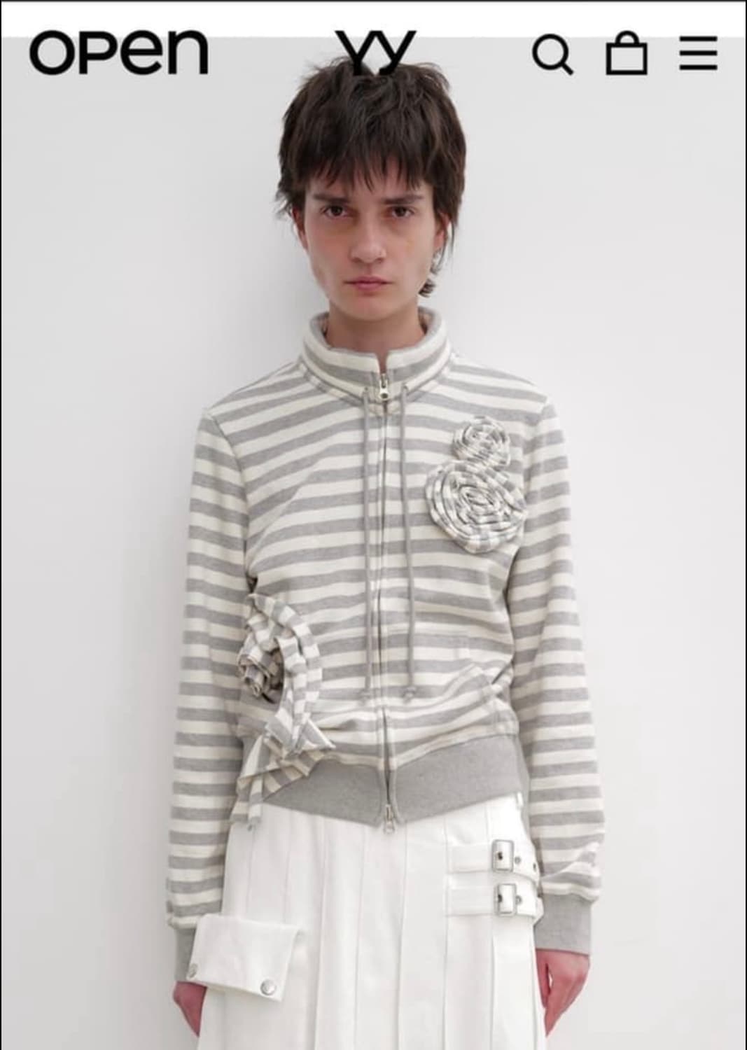 오픈와이와이 아플리케 집업 자켓 그레이 S 상품이미지1