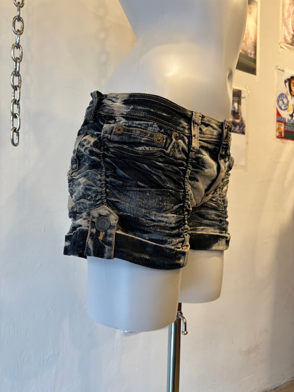 셔링 디테일 워싱 데님 숏팬츠 갸루 y2k 상품이미지8