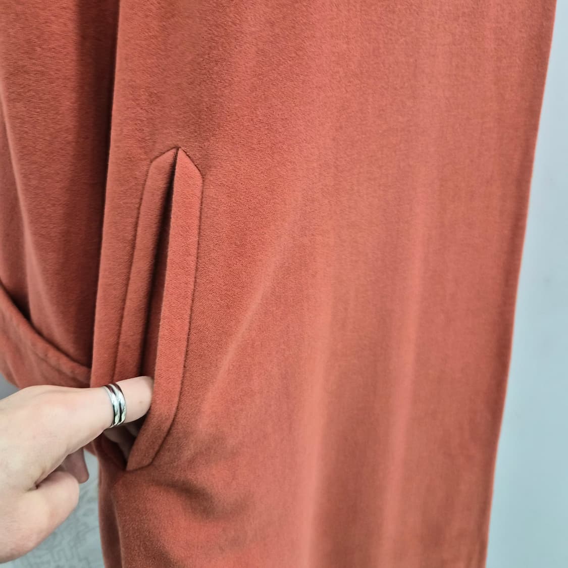 이태리산 앙고라 캐시고라 오렌지 하이넥 롱코트 상품이미지6