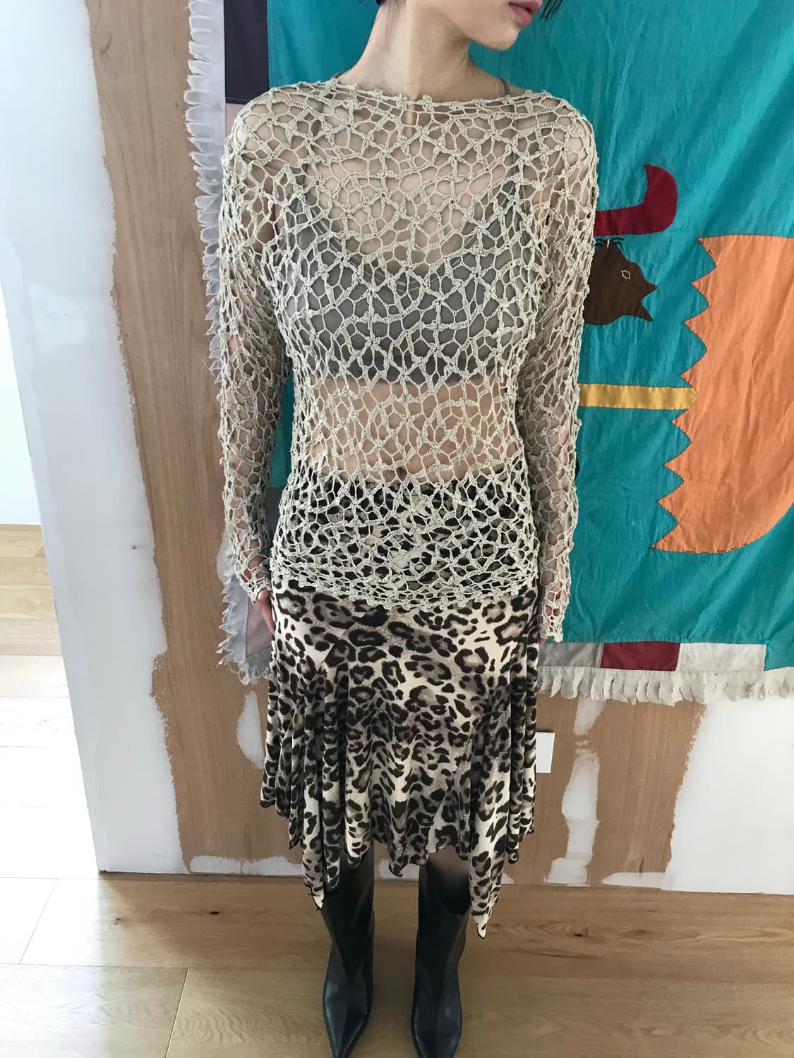 vintage leopard pattern skirt 상품이미지5