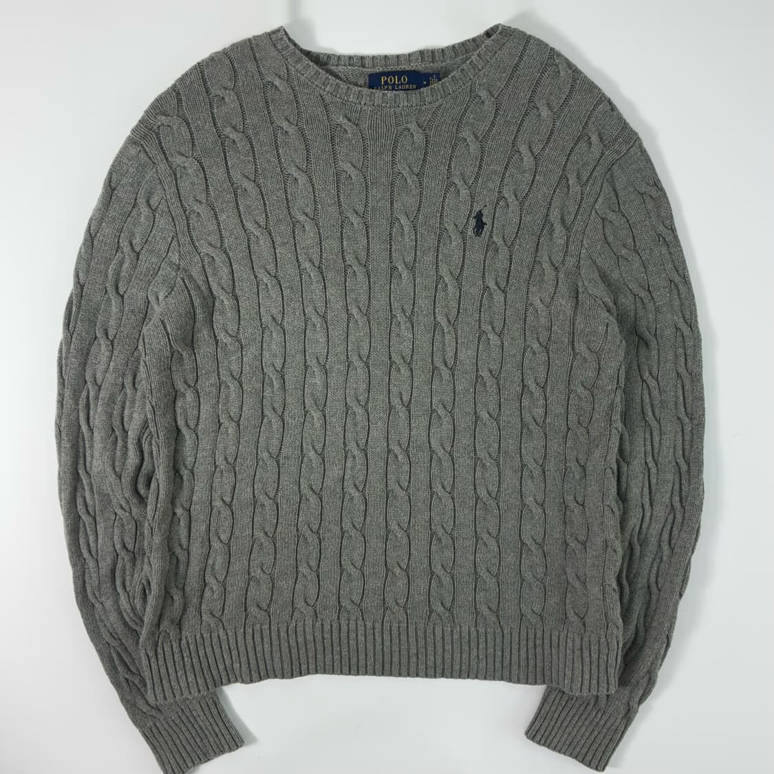 Polo  폴로 랄프로렌 자수 코튼 그레이 꽈배기 니트  상품이미지1