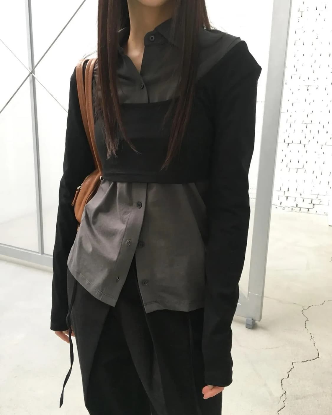 브리드 싱글코튼셔츠 차콜 상품이미지4