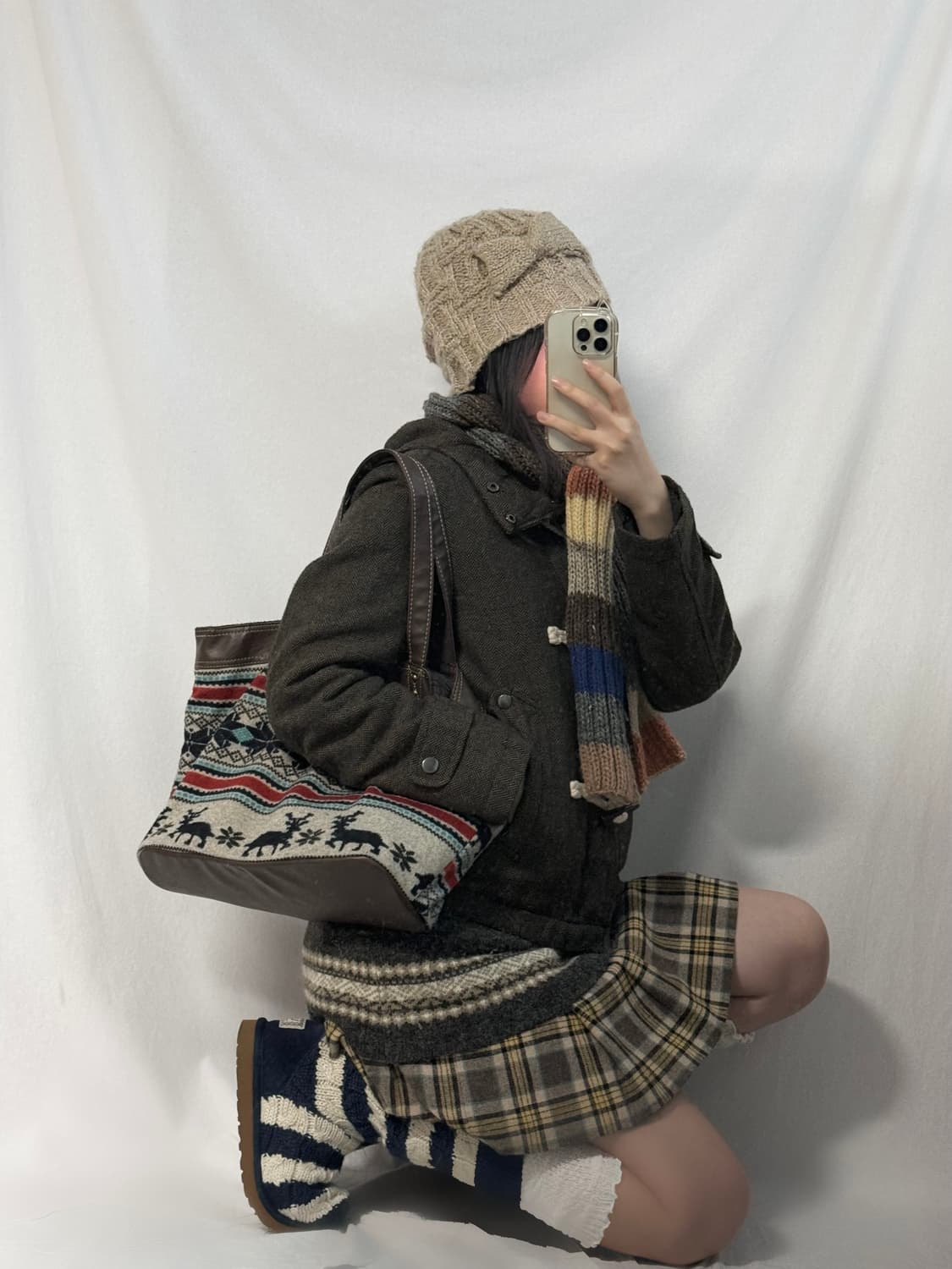 울 블렌디드 하이넥 더플 버튼 후디드 코트 상품이미지9