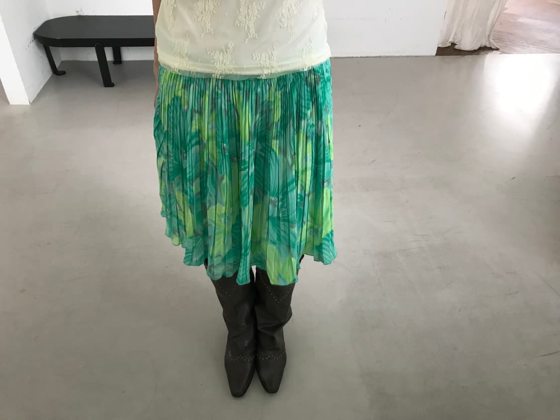 vintage green pattern skirt 상품이미지3