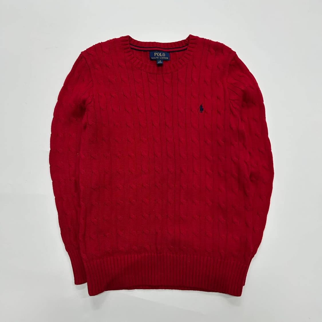 폴로 랄프로렌 레드 케이블 크루넥 니트(L) 상품이미지2