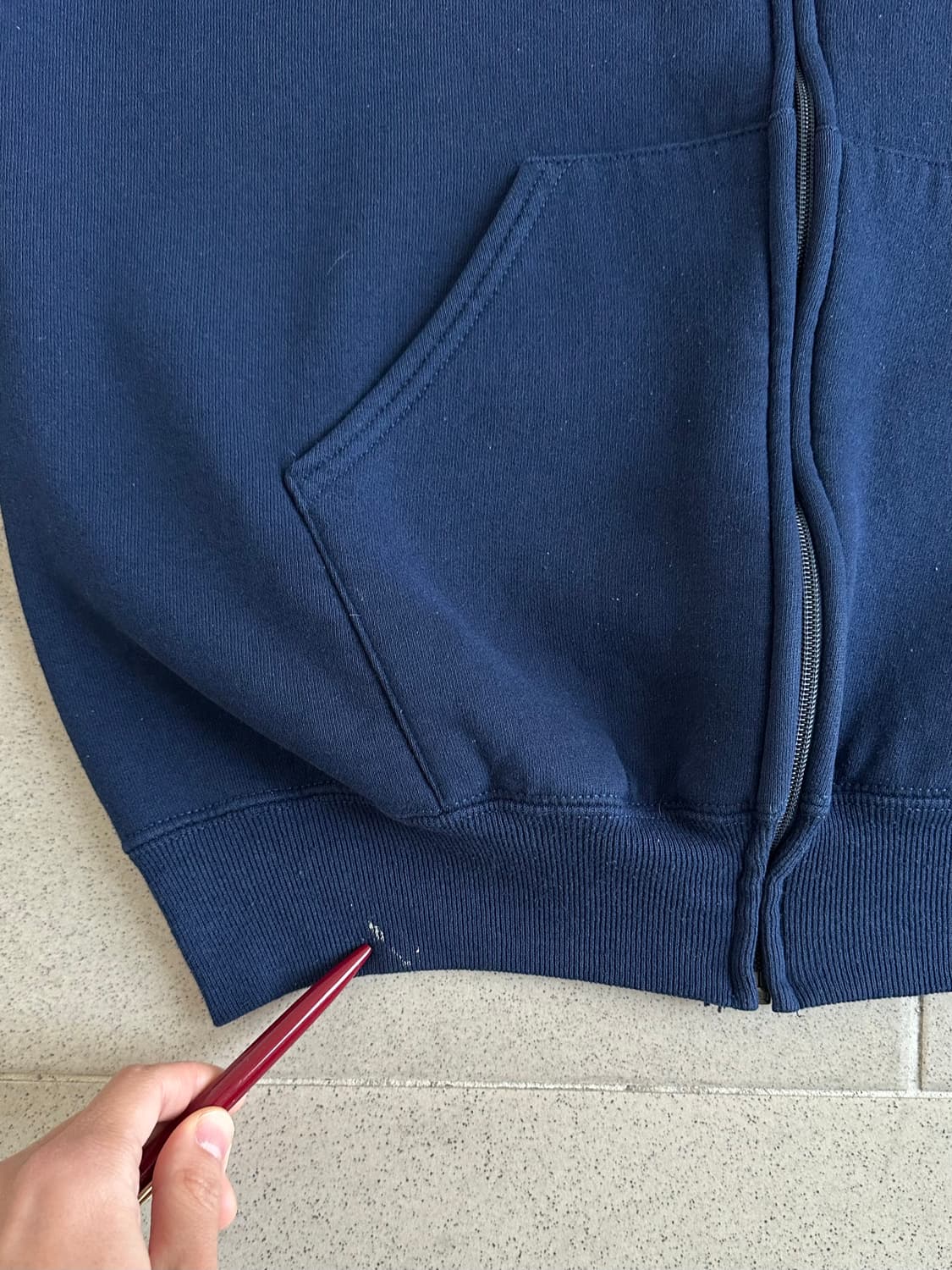 90s 빈티지 러셀 후드집업 네이비 L USA 상품이미지5