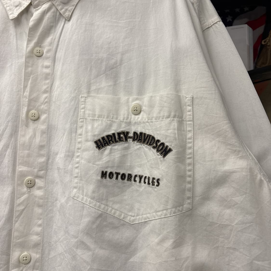 00s 할리데이비슨 아치 엠브로이드 레터링 라이딩셔츠 N957 상품이미지5