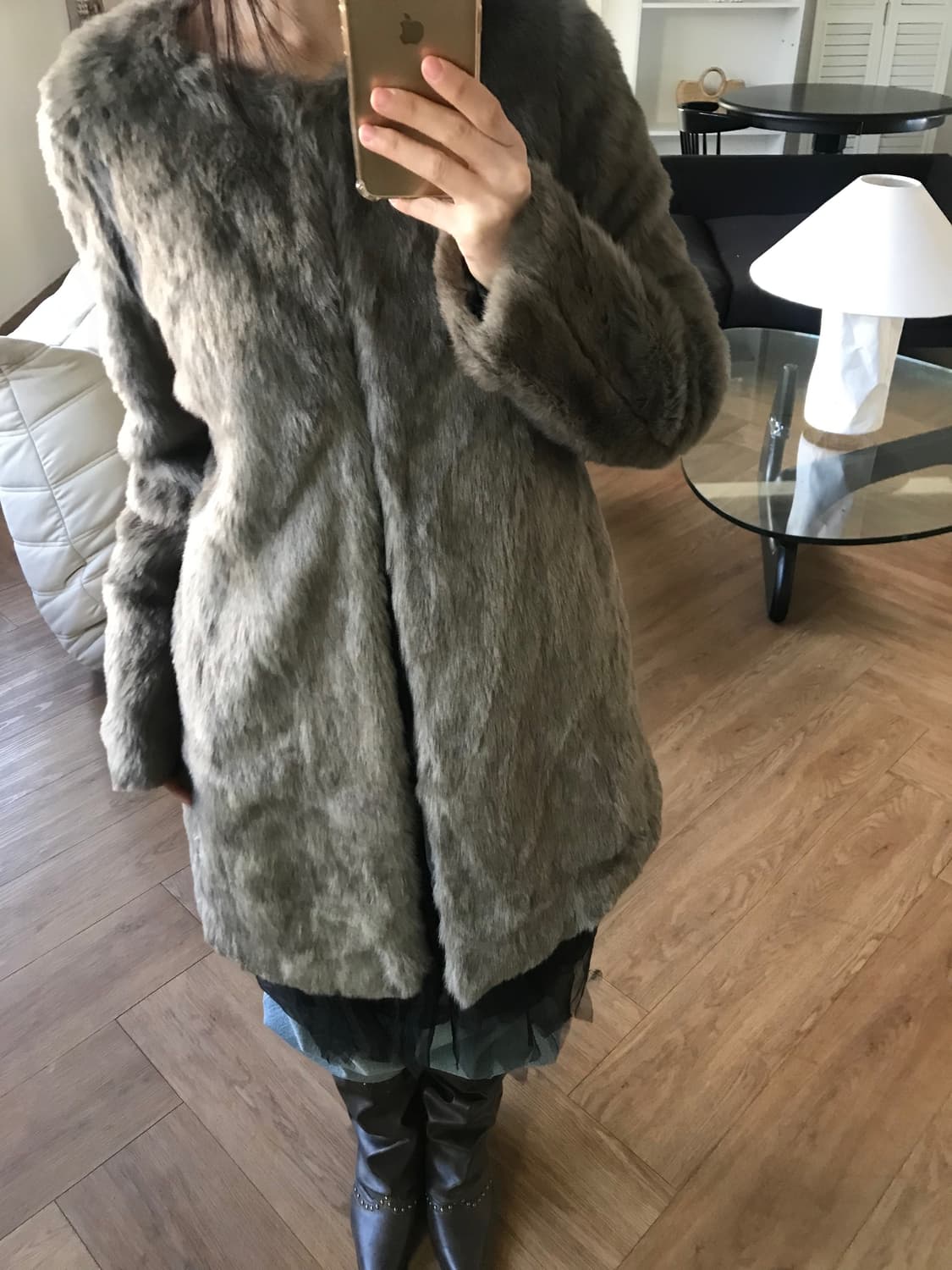 vintage collarless fur jacket 상품이미지5