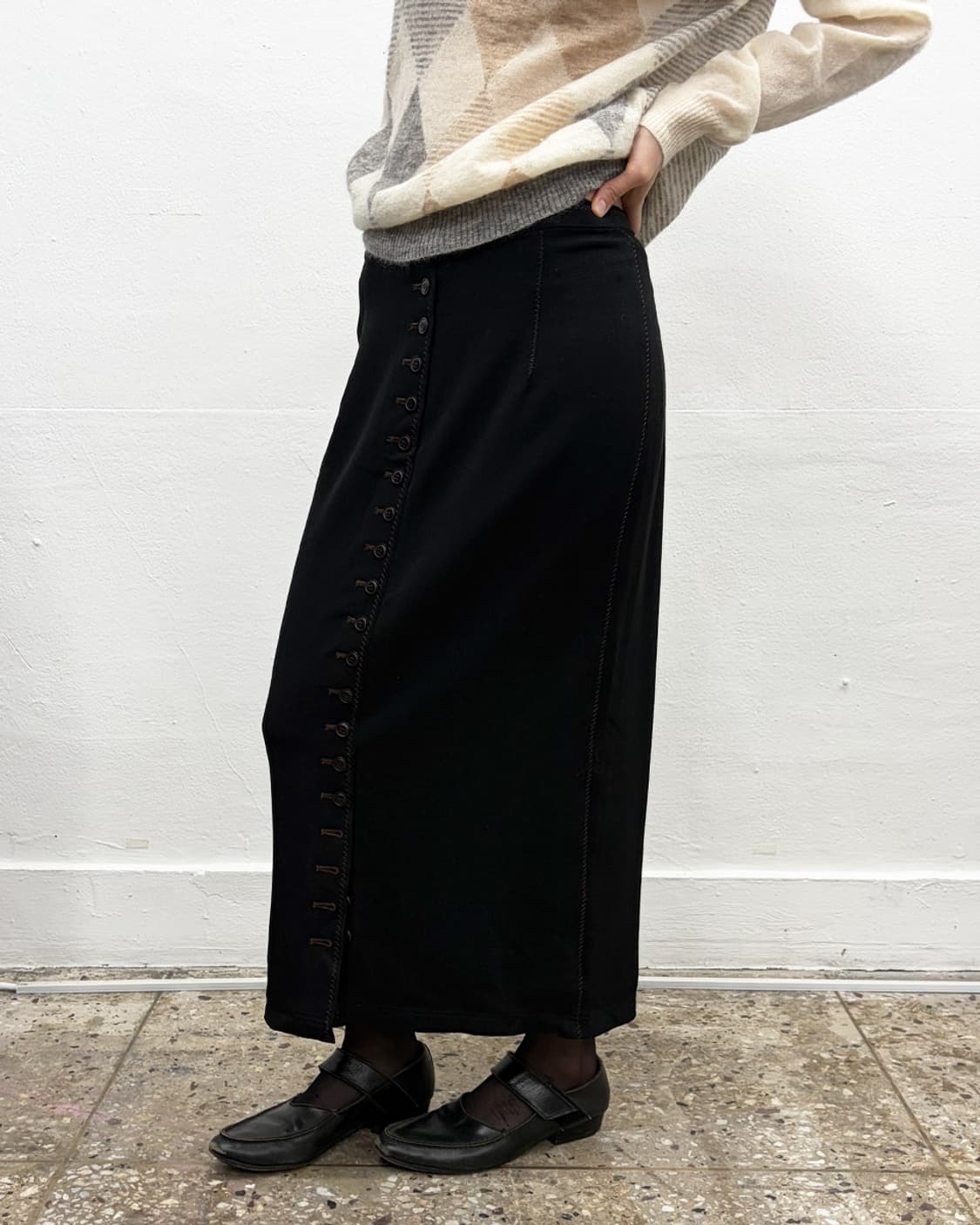 빈티지 버튼 디테일 맥시 스커트 상품이미지4