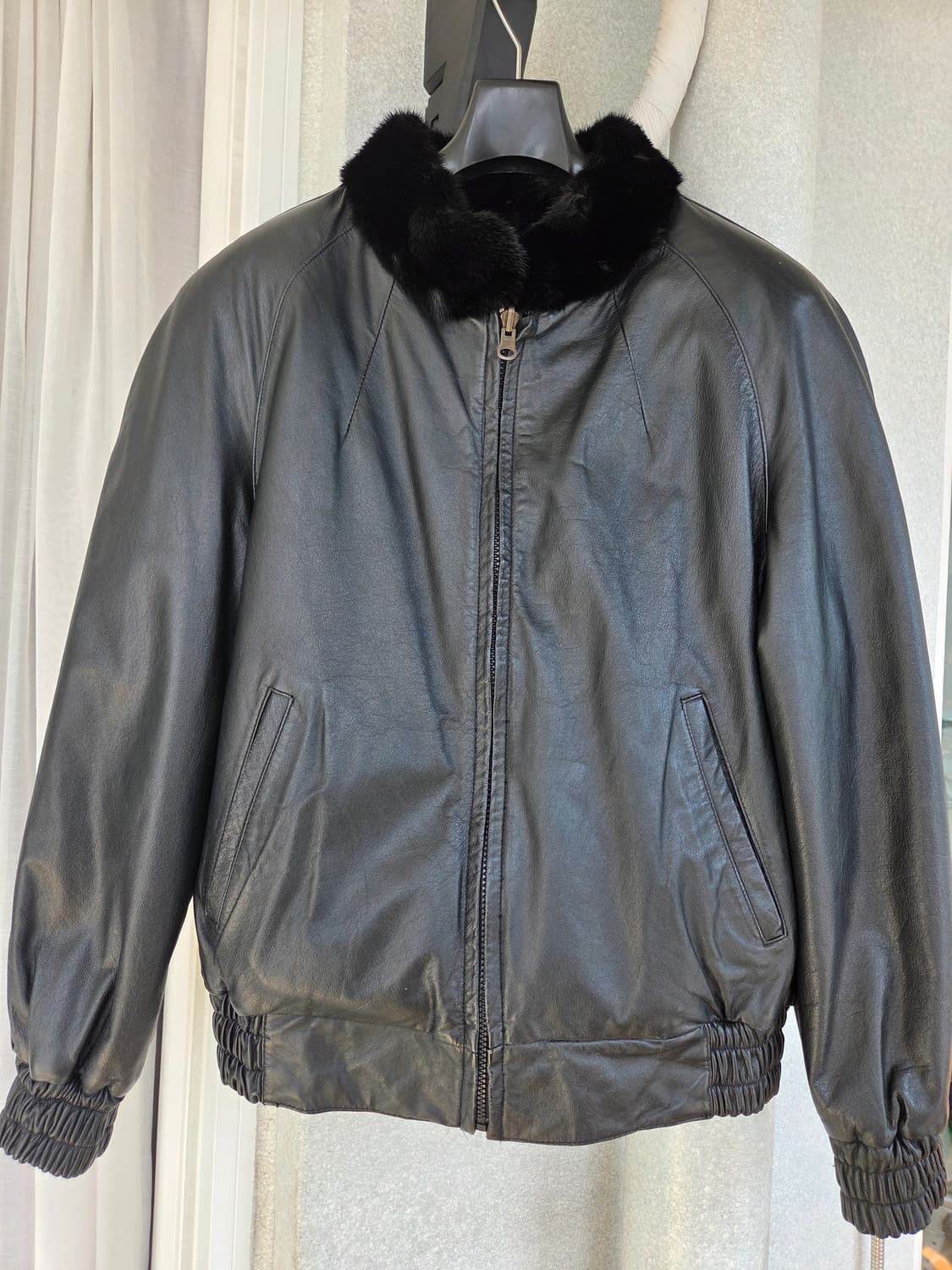 빈티지 소가죽 사가 밍크퍼 리버서블 블루종 자켓 상품이미지8