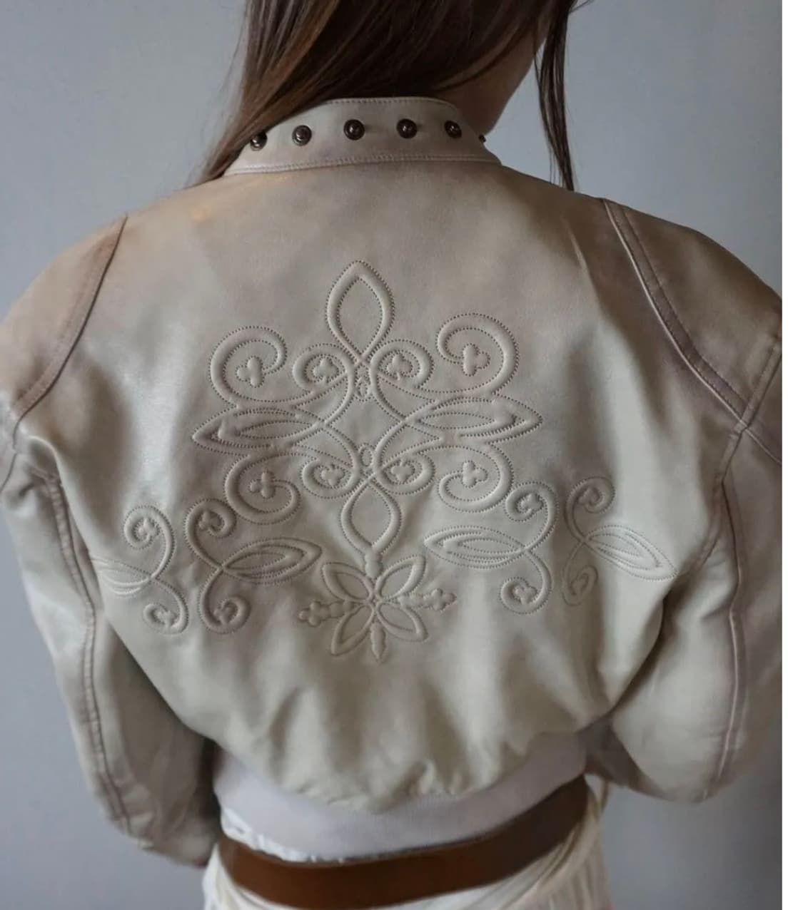 스컬프터 레더 봄버 자켓 아이보리 상품이미지2