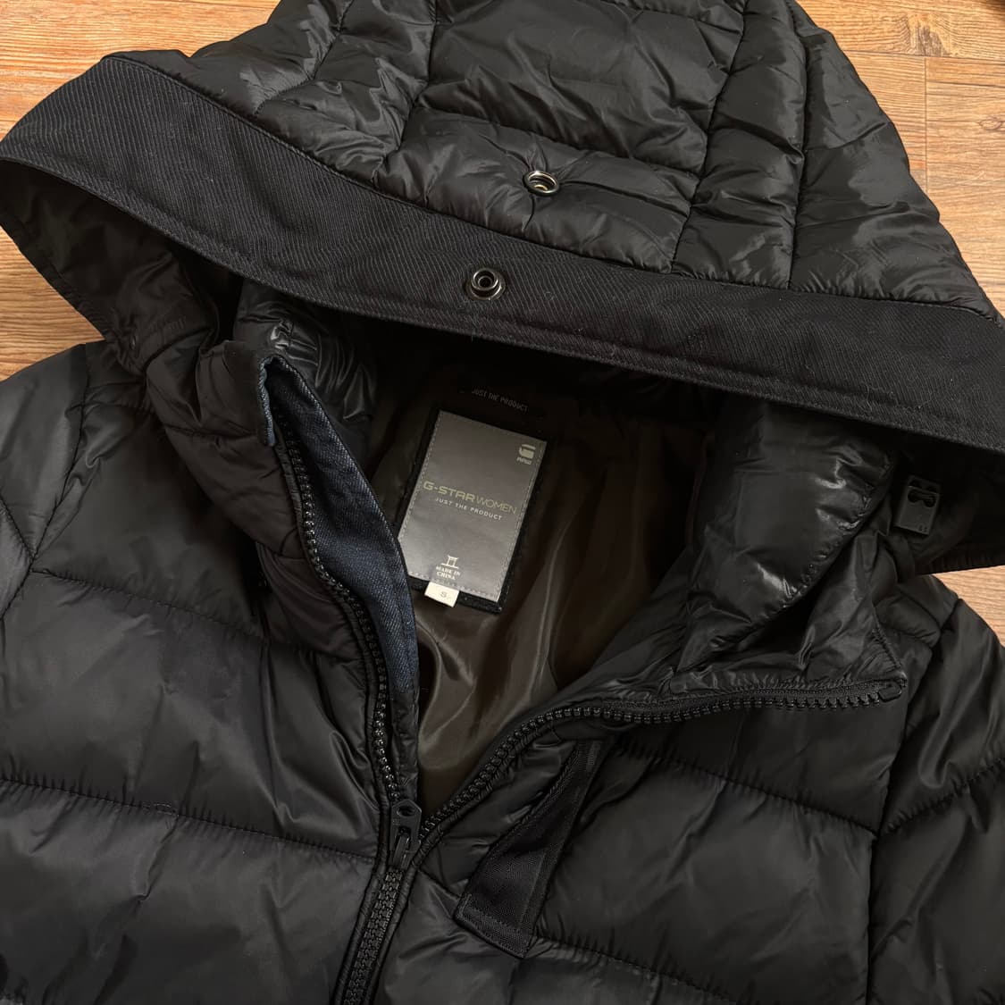 지스타 로우 RAW 블랙 패딩 후드 점퍼 여성 S 슬림 휘슬러  상품이미지4