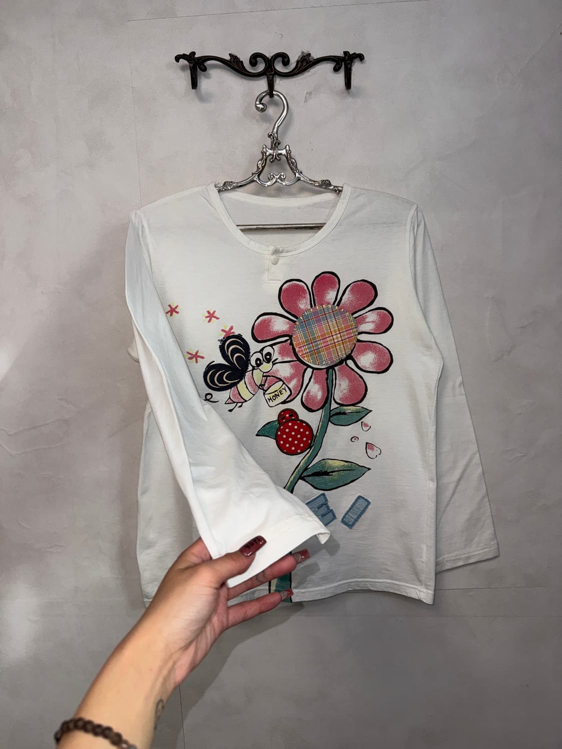 White patch honey bee cotton sleeve 상품이미지3