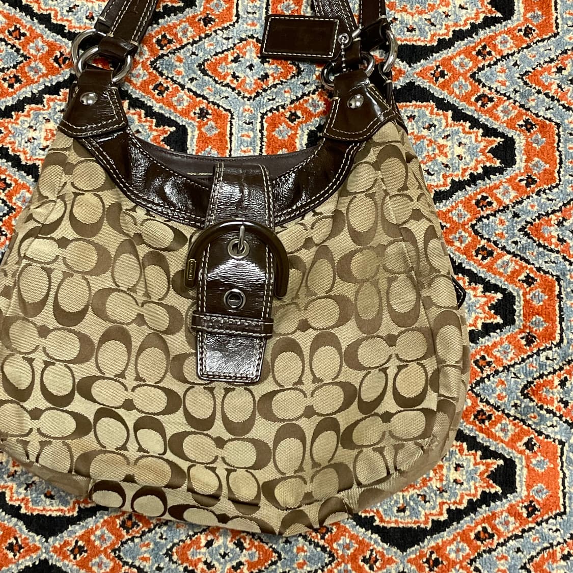 코치 자카드 브라운 숄더백 상품이미지3