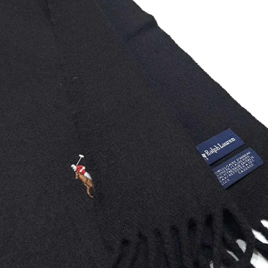 MX336 폴로 랄프로렌 블랙 램스울 캐시미어 목도리 머플러 상품이미지5