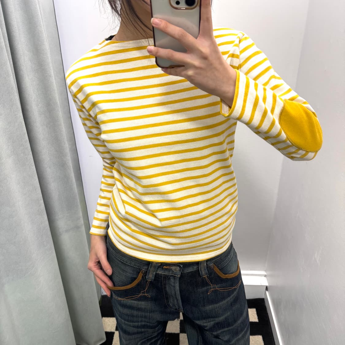 세인트제임스 옐로우 스트라이프 암패치 티셔츠 상품이미지1