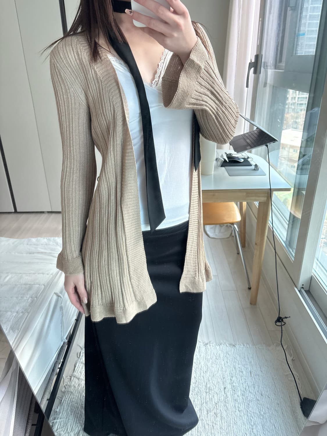 Rib Knit Flare Sleeve Robe 상품이미지1