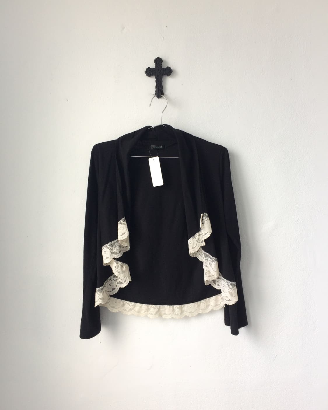 Lace trimming drape open cardigan 상품이미지2