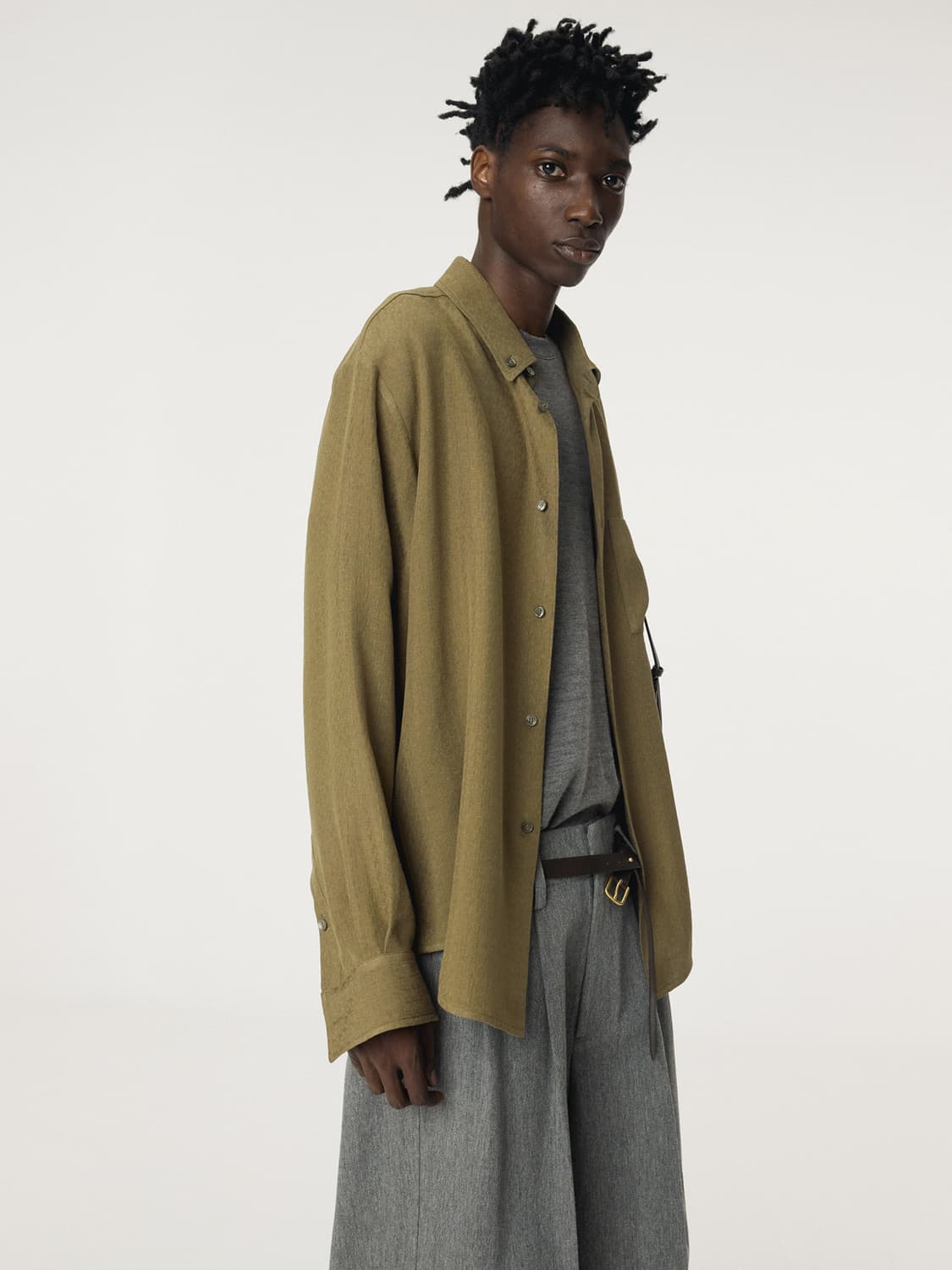 렉토 25FW 빈티지 자카드 셔츠 카키 상품이미지2